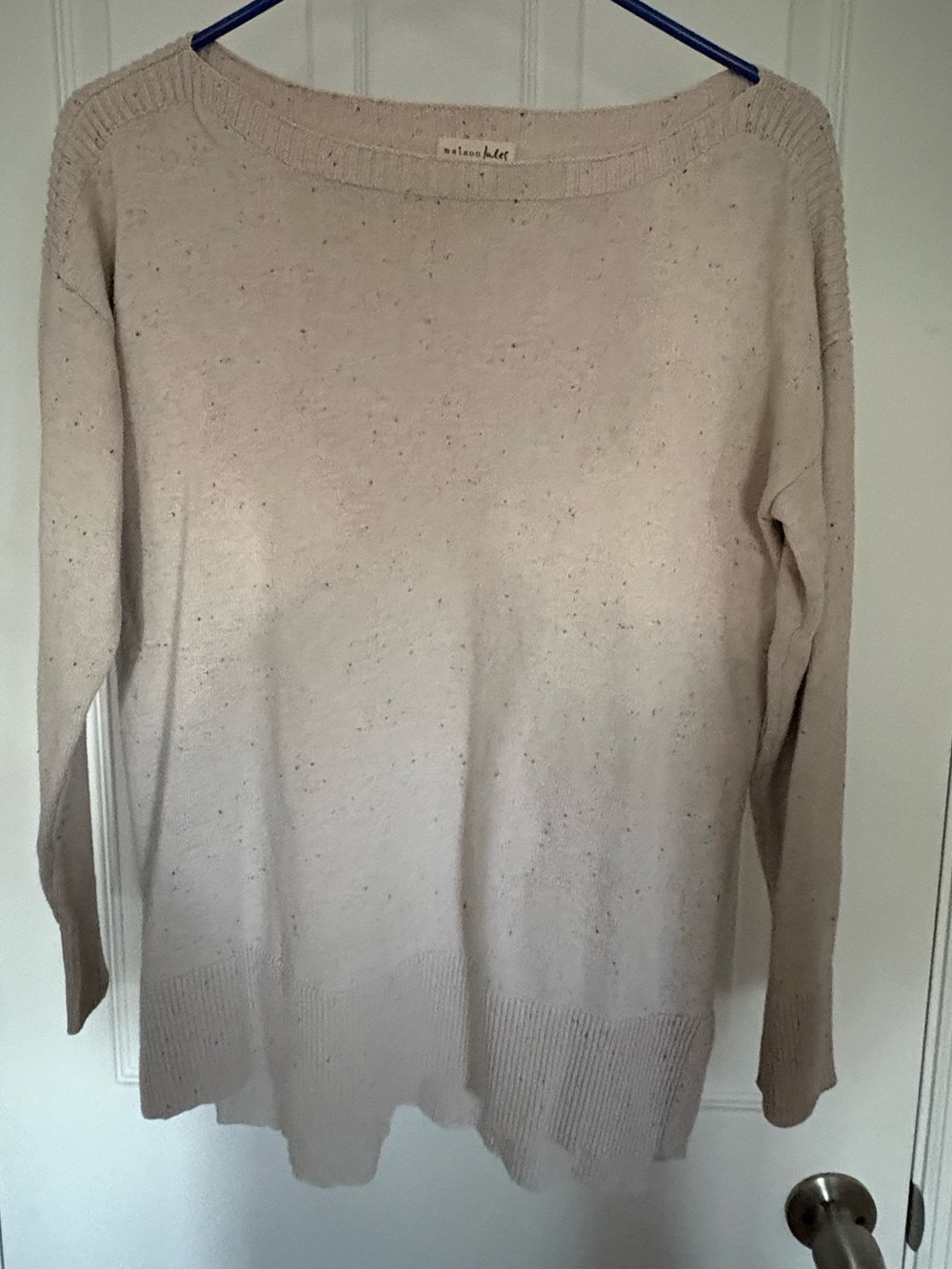 Maison Jules Speckled Scoop Neck Sweater in Light Beige